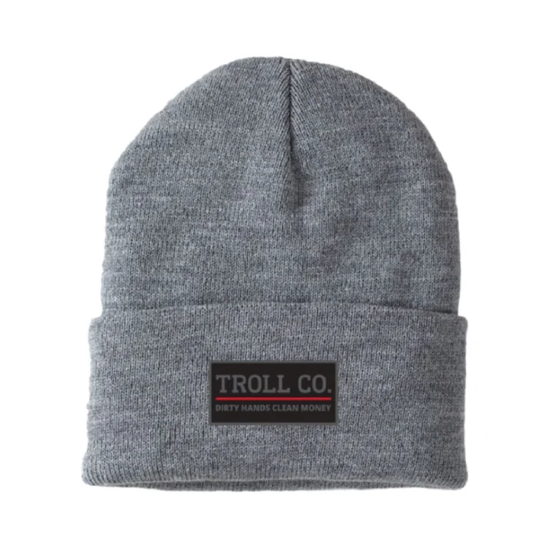 Headbands for daily wear-Troll Co. Premium "Dirty Hands Clean Money" Patch Knit Beanie