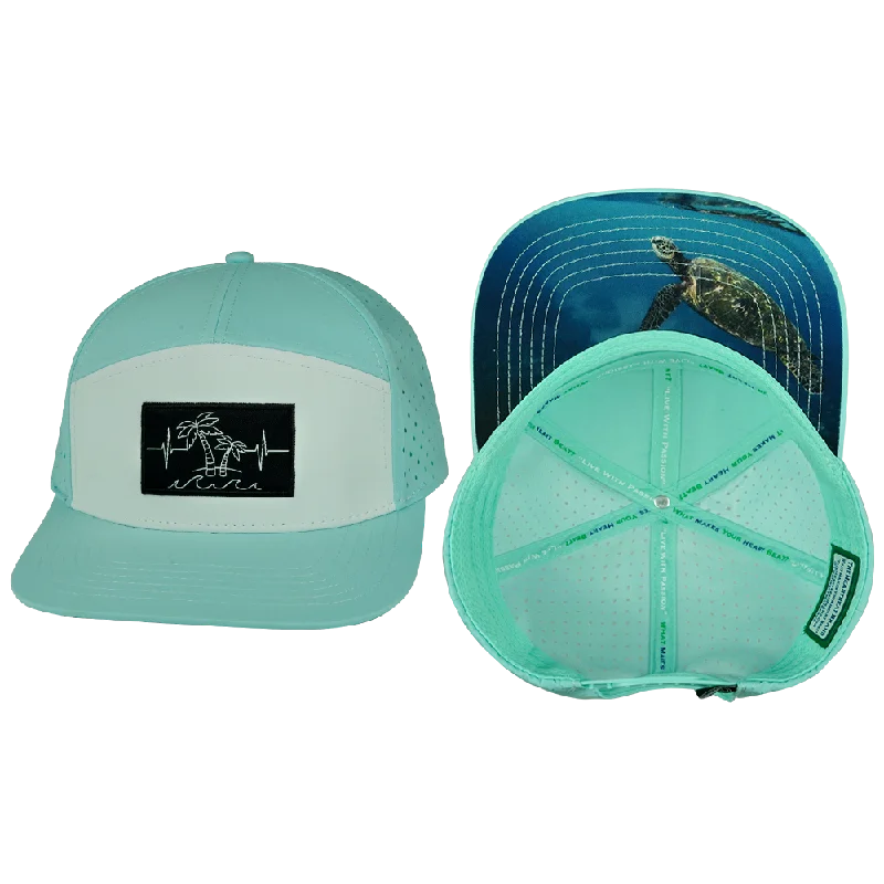 Sports headbands for men-Beach Hat | Flat Bill | Mint - White