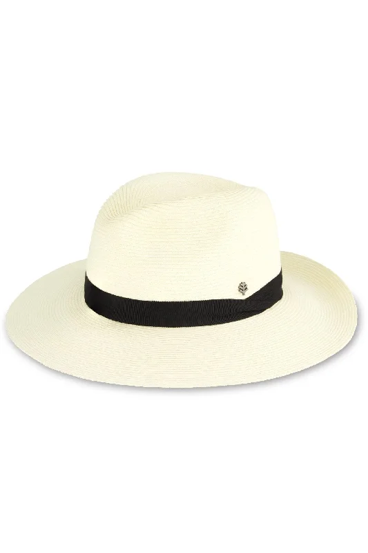 Headbands for moderate temperatures-Peyton Panama Style Fedora | Ivory/Black