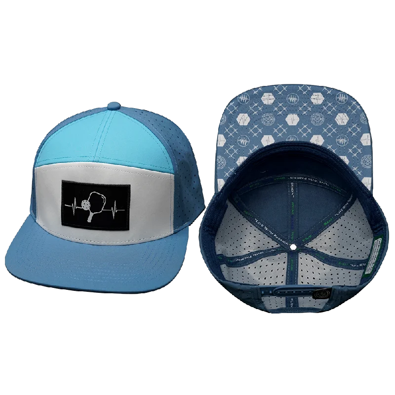 Beanies for fashionable adventurers-Pickleball Hat | Flat Bill | Light Blue - White - Aqua