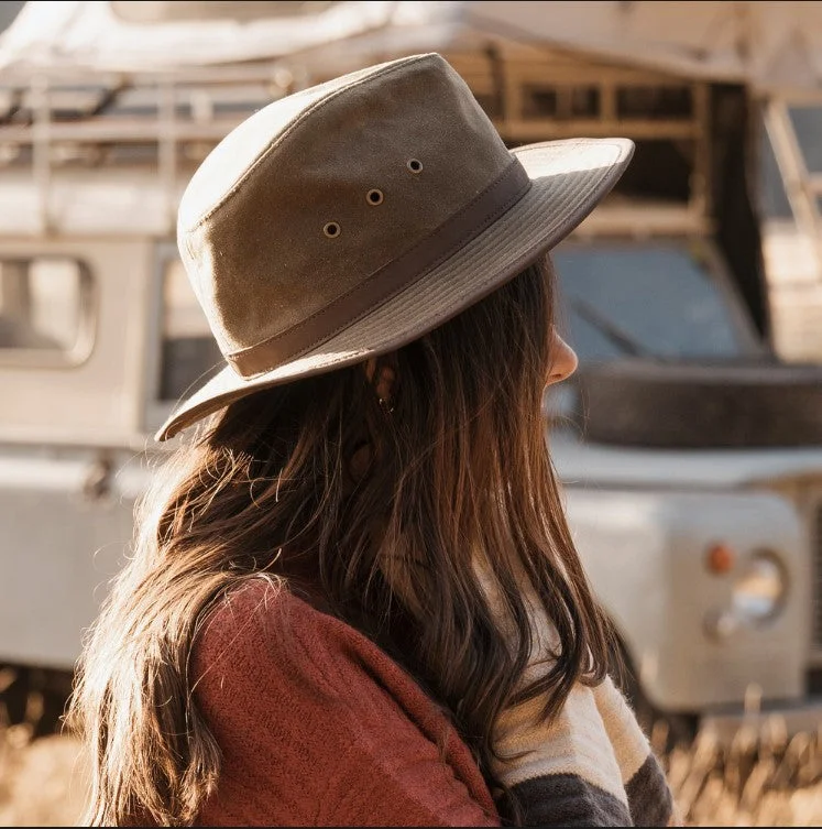 Beanies with knitted patterns-Outback Trading Co Madison River- Oil Skin - Tan