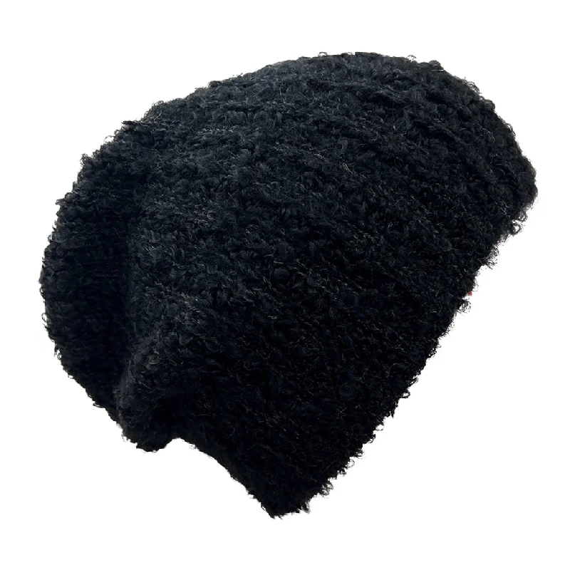 Beanies for sleek designs-Black Loop Knit Alpaca Beanie by SLATE + SALT