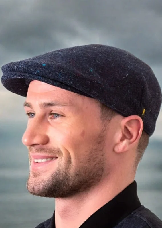 Beanies for sports team events-Donegal Tweed Navy Flat Cap