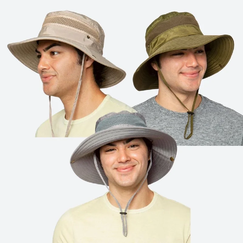 sun hat for outdoor adventures in heat-Mens 3 Best Sellers UV Sun Hat (Khaki, Green, Gray)