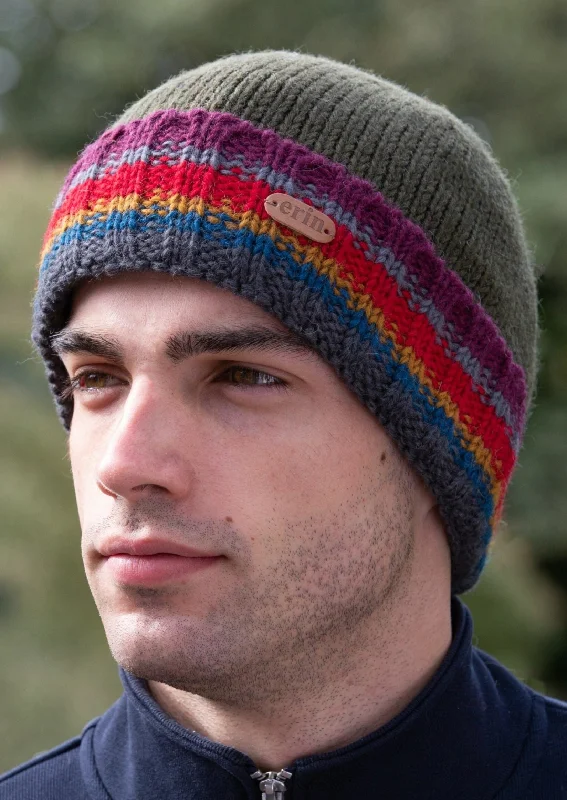 Headbands with adjustable bands-Men's Rib Pullon Hat | Green Red