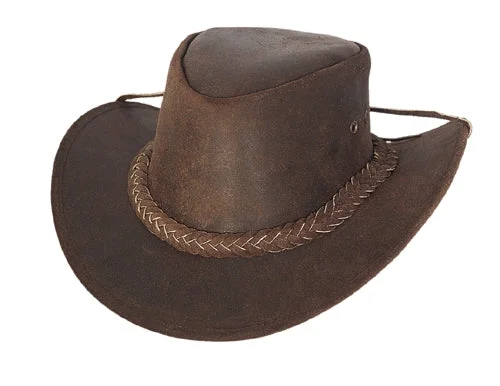 Lightweight headbands-Bullhide Cedar Groove Leather Outback Hat