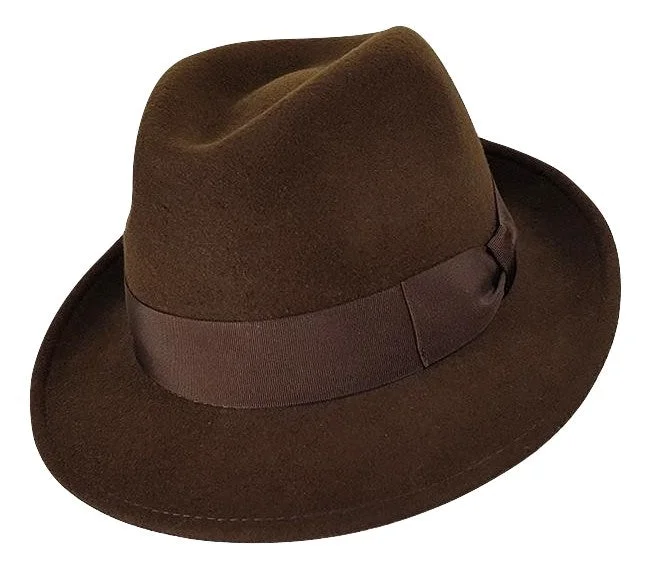 functional wool hats-  Stanton Premium Wool Felt Trilby - Brown