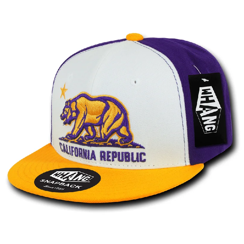 Headbands for curly hair-California Republic LA Style Cali State Bear Flag Snapback Hat by Whang