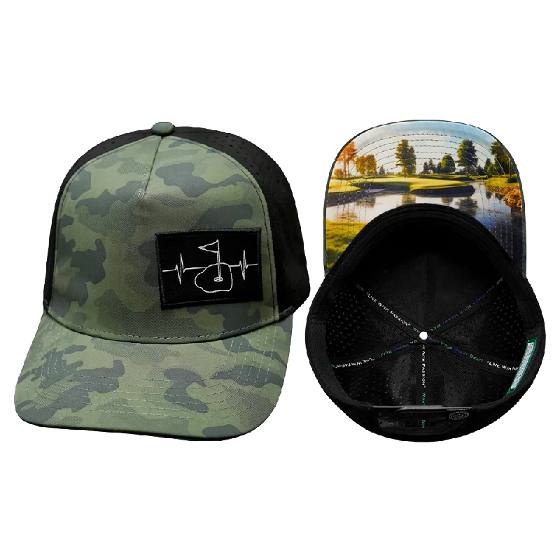 Beanies for cozy fall nights-Golf  Hat | Trucker Hat | Soft Teal Camo - Black