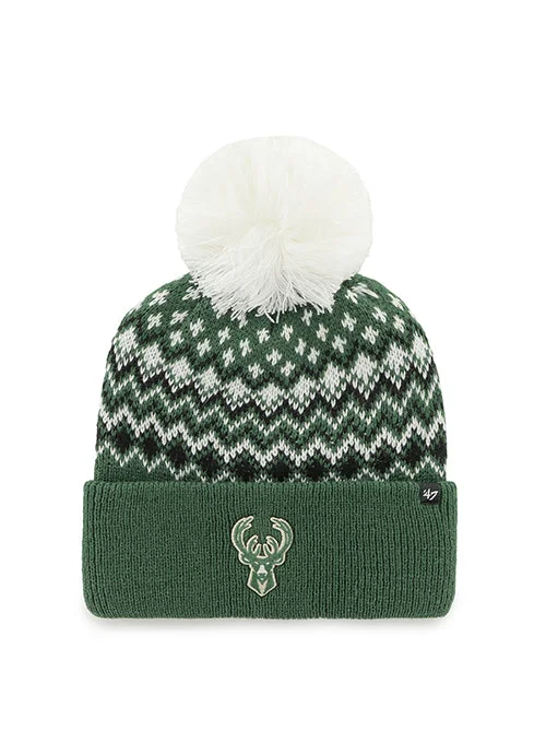 womens knitted hats for everyday wear-Women's '47 Brand Cuff Pom Elsa Milwaukee Bucks Knit Hat