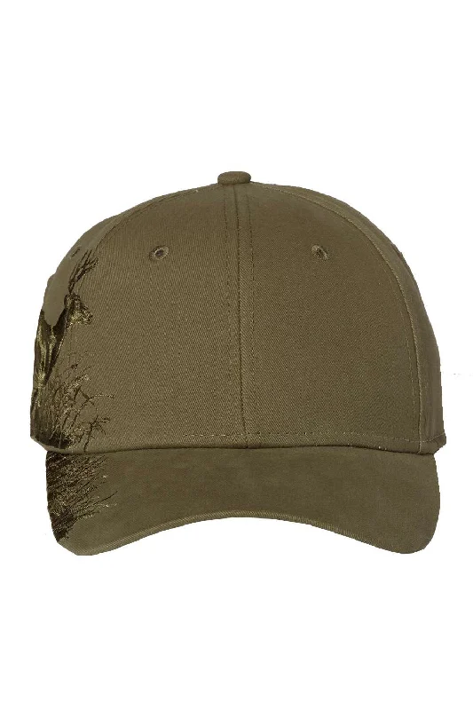 mens hats trendy outdoor essentials-Dri Duck Mens Running Buck Adjustable Hat - Olive Green