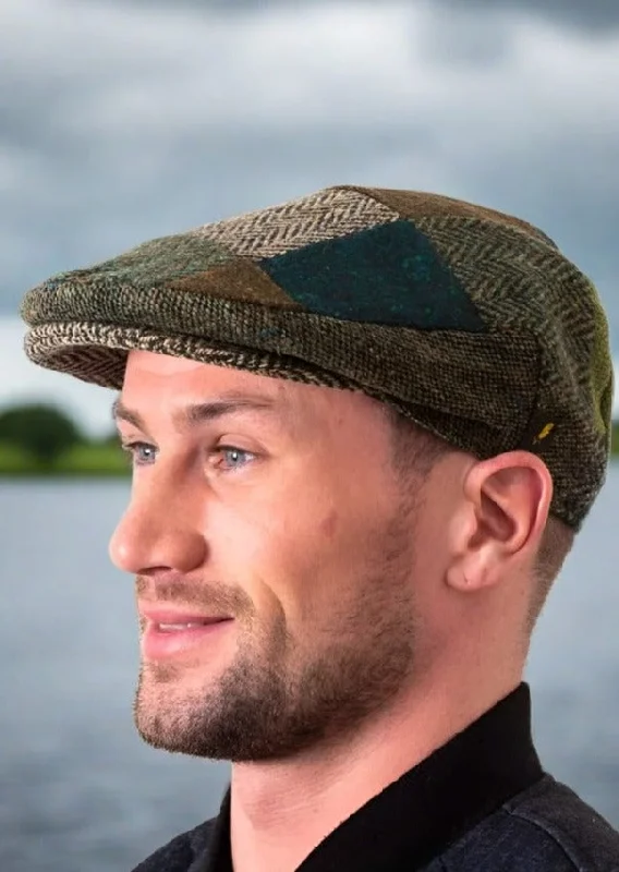 Beanies for classic winter looks-Donegal Tweed Cap | Green Patch