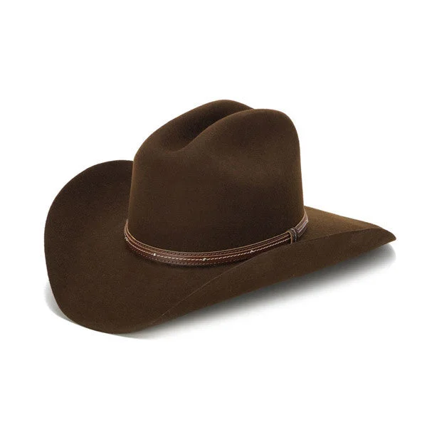 wool hats with ear protection-  Stampede Hats - 100X Wool Felt Brown Cowboy Hat with Studded Leather Trim