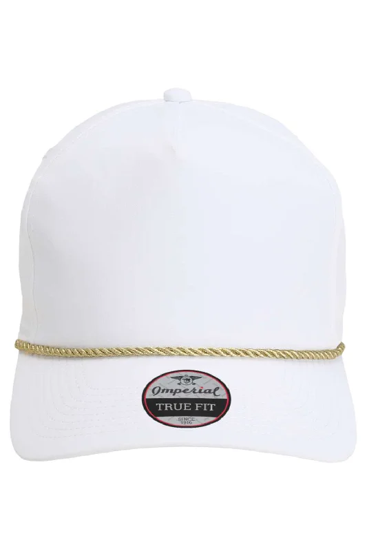 mens hats stylish summer looks-Imperial Mens The Wrightson Moisture Wicking Snapback Hat - White/Metallic Gold