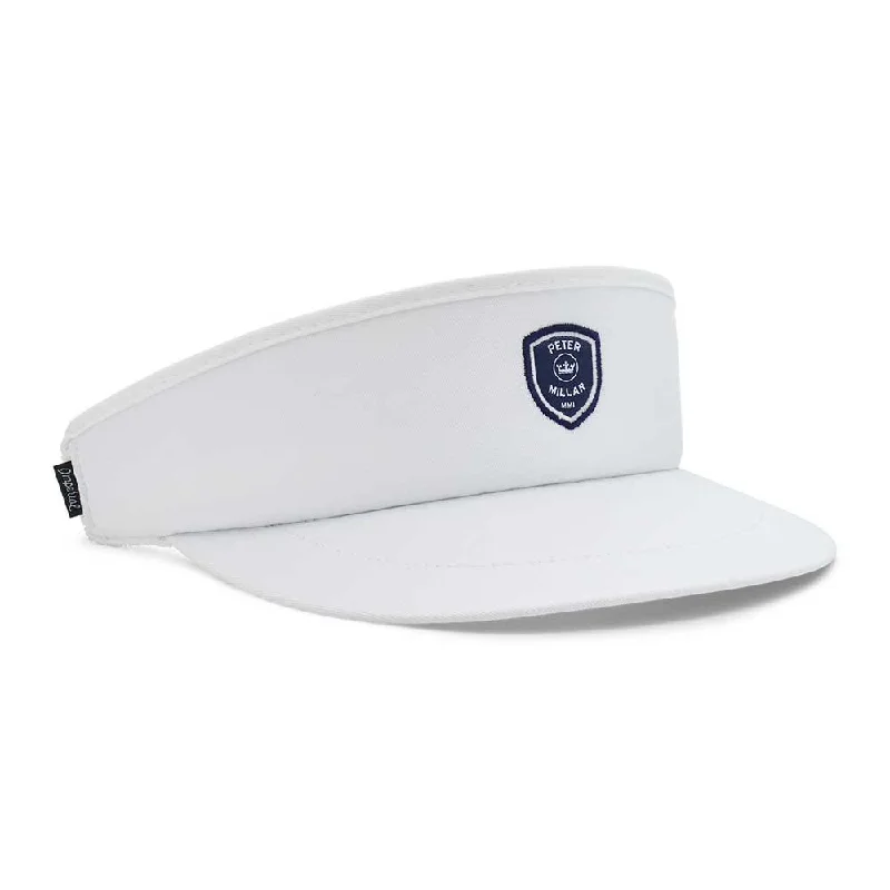 Beanies with protective fit-Peter Millar Crown Crest Tour Visor - White