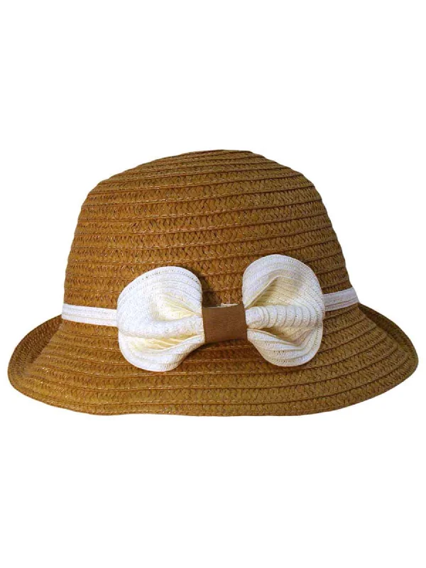 sun hat for hiking with sun shield-Woven Sun Hat With Matching Bow