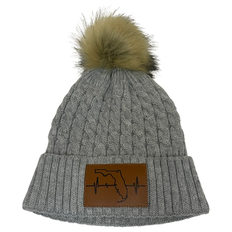 Beanies for winter adventure wear-Florida Beanie | Pom | Gray