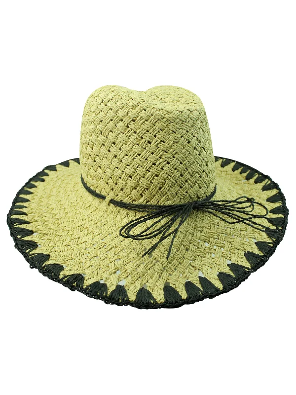 Beanies for mountain and winter sports-Natural Straw Cowboy Hat With Whipstitch Edging