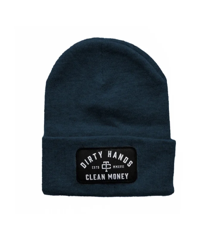 Headbands for short hair-Troll Co. Premium "Dirty Hands Clean Money" Patch Knit Beanie