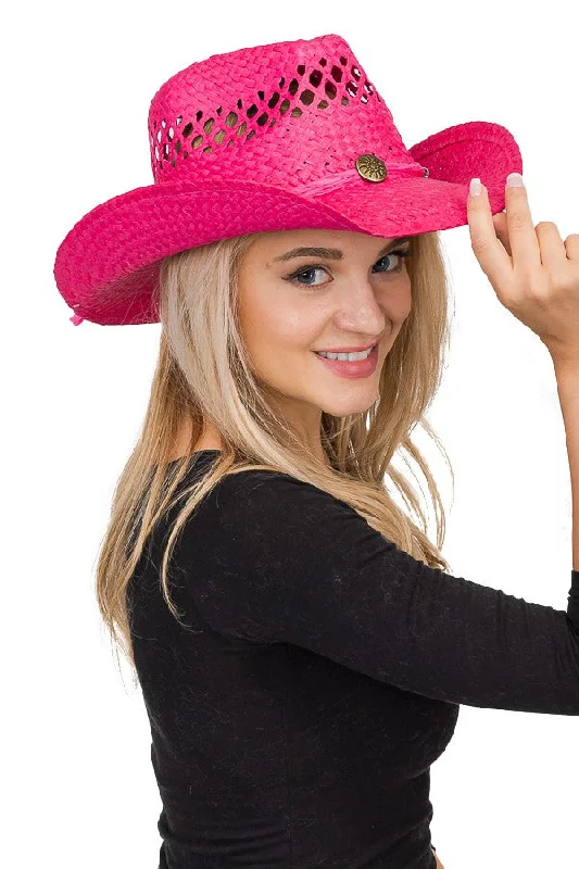 Headbands for fashion statements-Boho Cowgirl Hat- Hot Pink