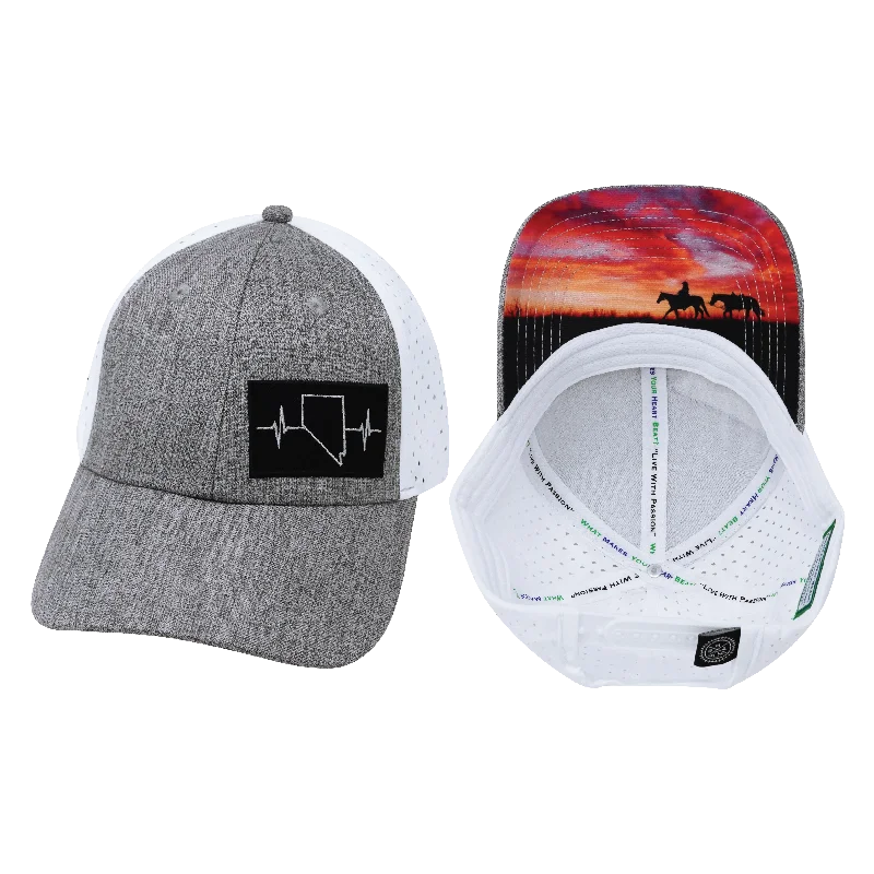 Beanies with comfort fitting stretch-Nevada Hat | Low Profile | Ponytail | Heather Gray - White