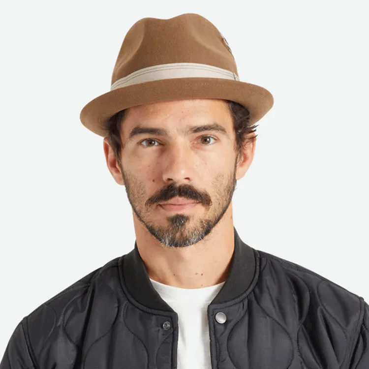 Beanies for fashionable holiday fashion-Brixton Gain Fedora - Desert Palm/Natural