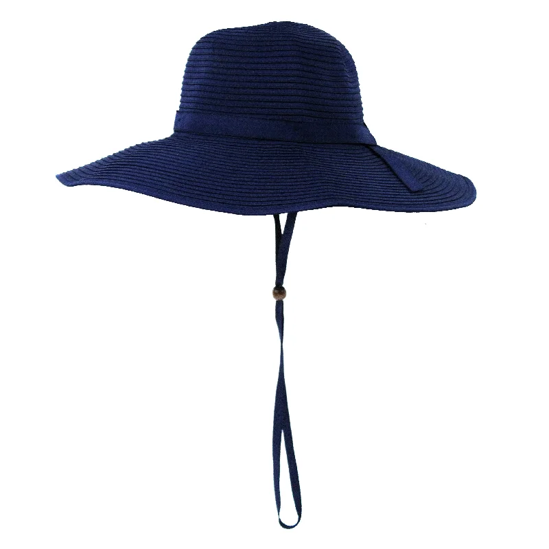 sun hat with UV protection for all-day wear-Women's Wide Brim Sun Hat - Navy