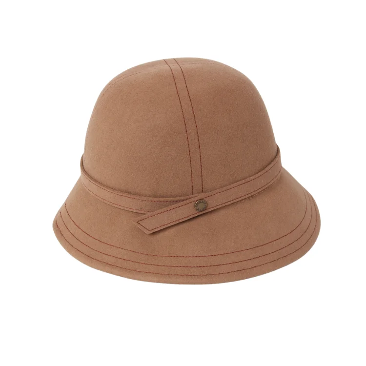 wool hats with stylish designs-  Mossant Paris Margot Wool Bucket - Tan