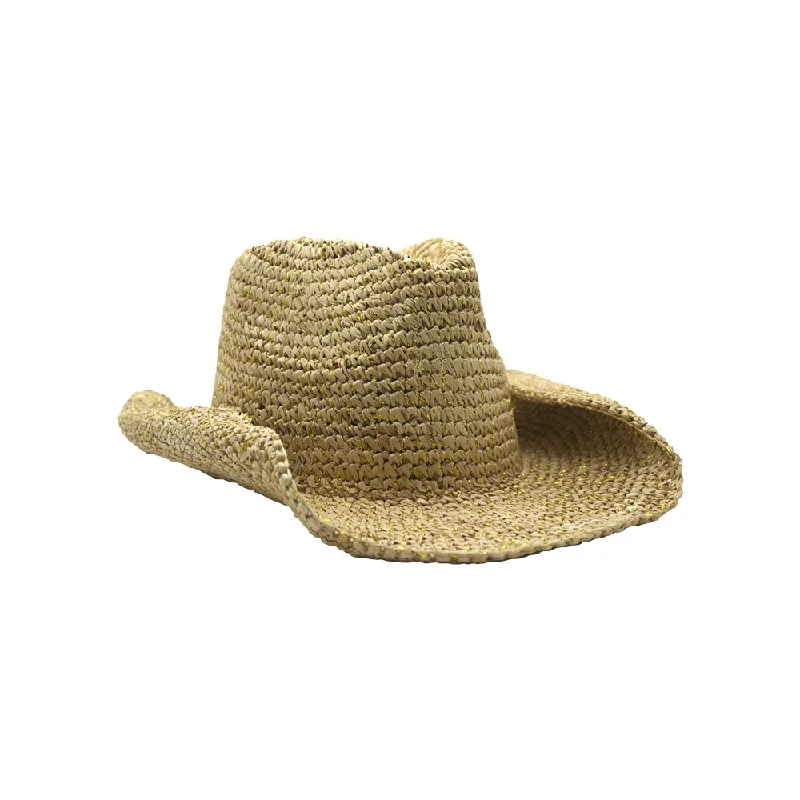 Headbands for team sports-Nikki Beach Carrera Raffia Straw Cowboy Hat