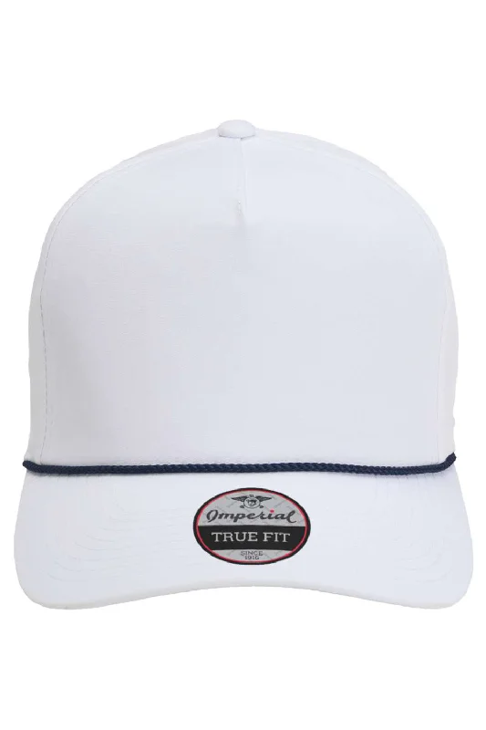 mens hats warm outdoor wear-Imperial Mens The Wrightson Moisture Wicking Snapback Hat - White/Navy Blue