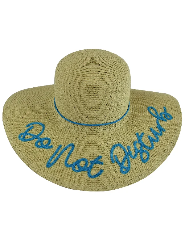 sun hat for garden relaxation-Do Not Disturb Embroidered Beach Floppy Sun Hat