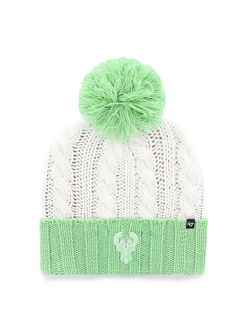 womens hats for spring season-Women's '47 Brand Luminance Pom Milwaukee Bucks Cuff Knit Hat