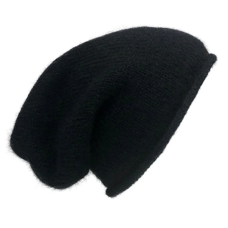 Beanies for snow and ice weather-Black Essential Knit Alpaca Beanie by SLATE + SALT