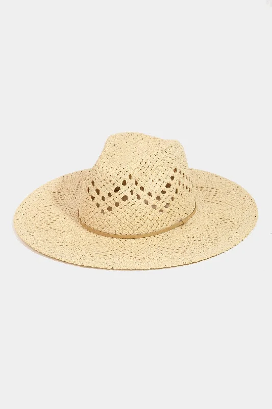 Knit beanies-Straw Braided Fedora Hat - Ivory