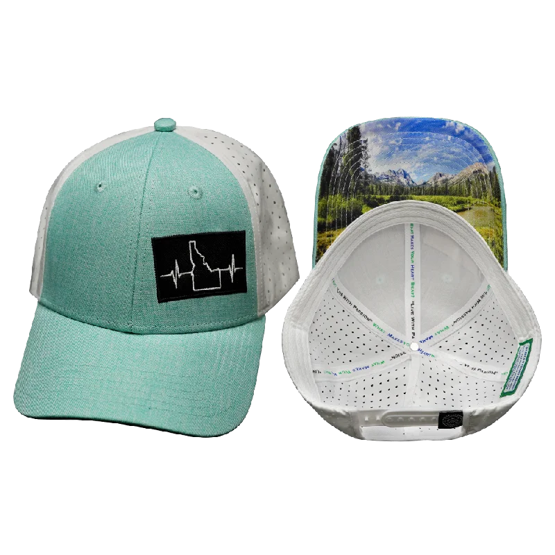 Beanies for school outdoor activities-Idaho Hat | Low Profile | Ponytail | Teal - White