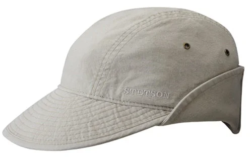 Beanies for layering with coats-Stetson Paramus Cotton Ballcap with Ear Flaps