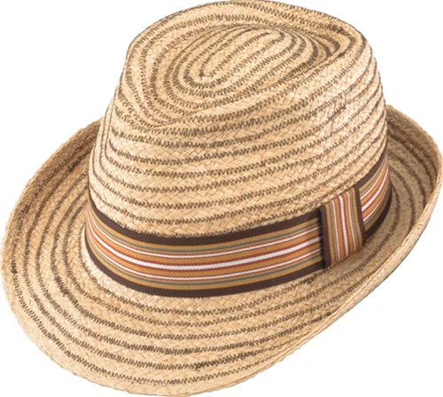 Headbands with chic patterns-Henschel Zig Zag Raffia Fedora Hat