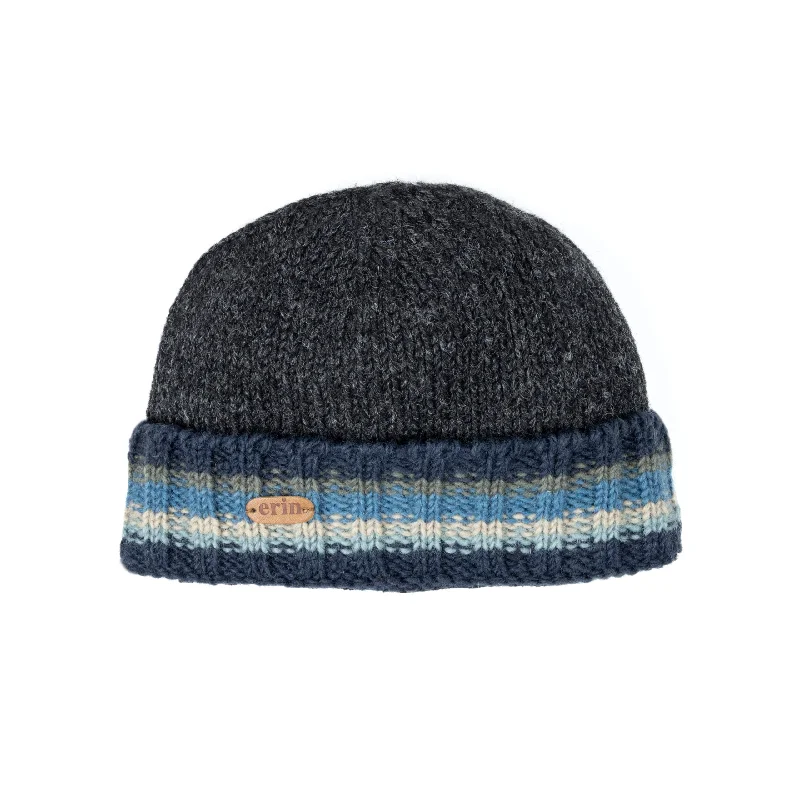 Beanies for rainy days-Rib Pullon Turnup Hat | Blue