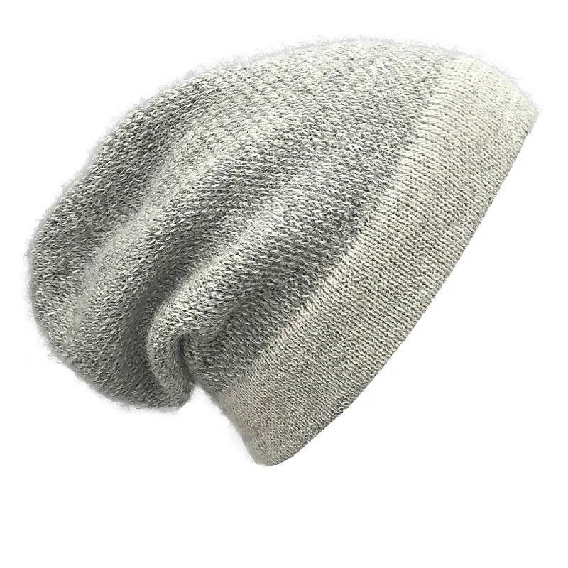 Beanies for chilly evenings-Gray Interwoven Alpaca Beanie by SLATE + SALT