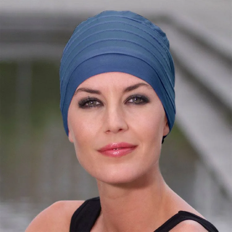 Beanies for streetwear-Christine Yoga Bamboo Turban - Steel Blue