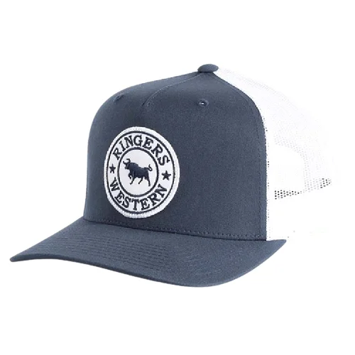 Beanies for daily winter wear-Ringers Western Signature Bull Trucker - Navy & White with Navy & White Patch