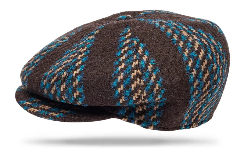 wool slouchy beanies-  Wool Apple Jack - Brown/Blue/Ivory