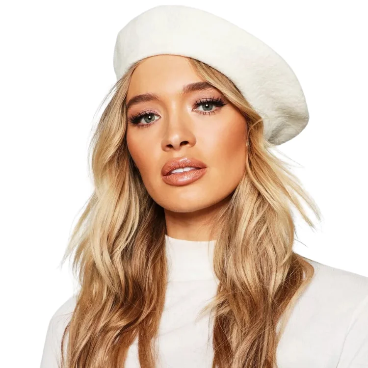 wool hats with pompom-  Avenel Of Melbourne Wool Beret - White