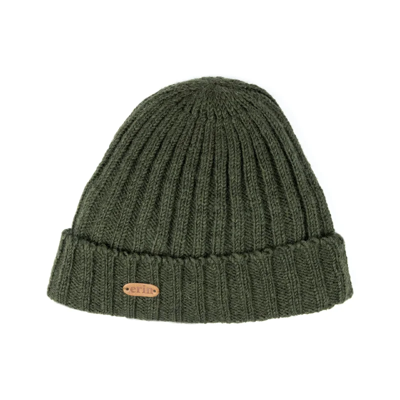 Headbands with patterns-Rib Pullon Hat Turnup | Green