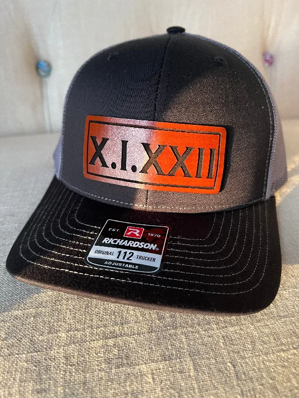 Beanies with contemporary looks-Roman Numeral Date Hat | Customized Birthday Gift Leather Patch Hat | Great for Wedding and Anniversary Dates | Perfect Christmas Gift