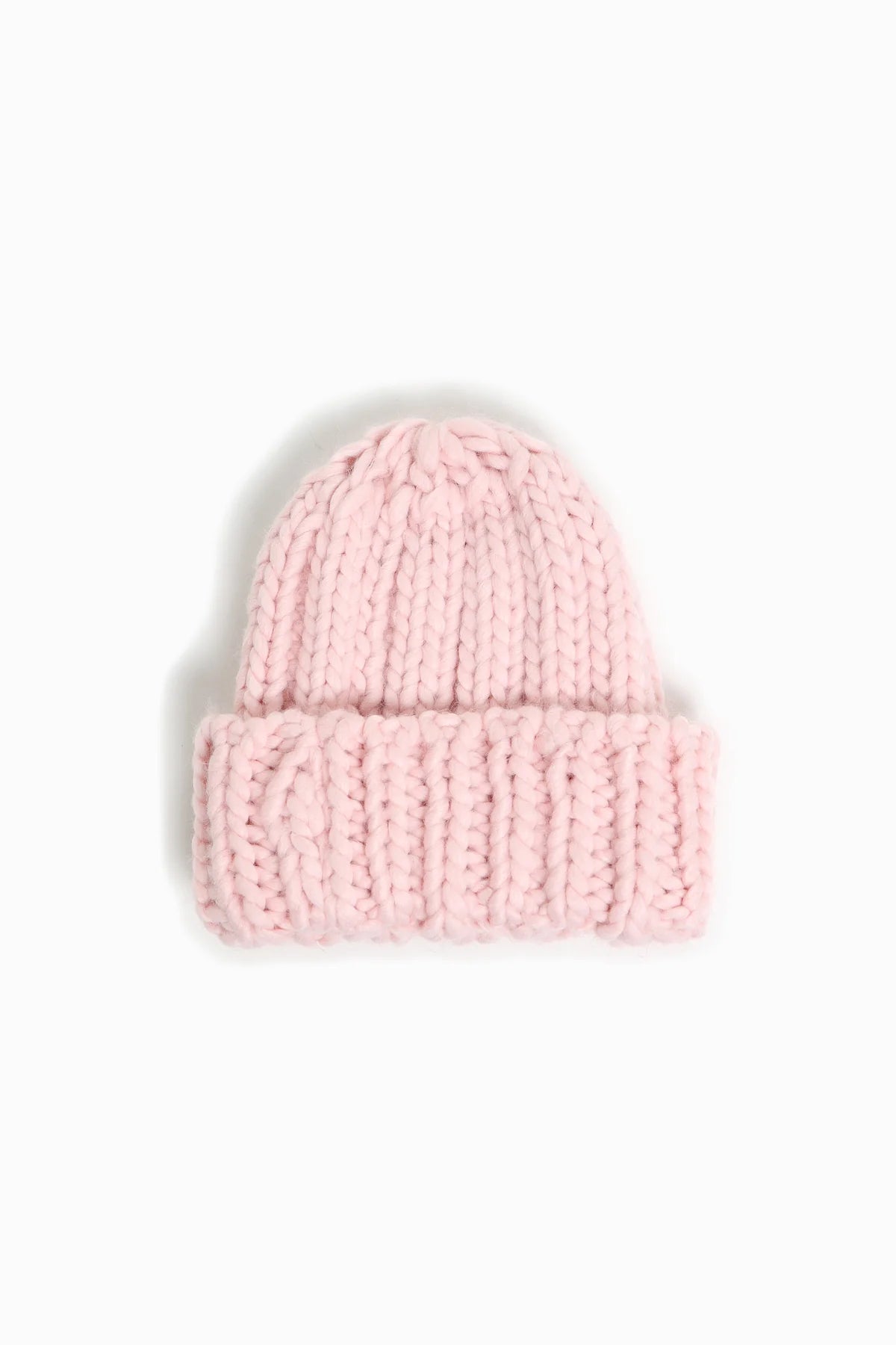 Beanies for hiking-Hand Knit Chunky Beanie in Blush