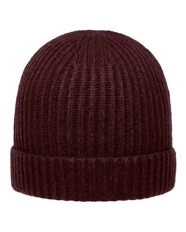 Beanies for skiing adventures-Unisex Ribbed Cashmere Hat Claret Red