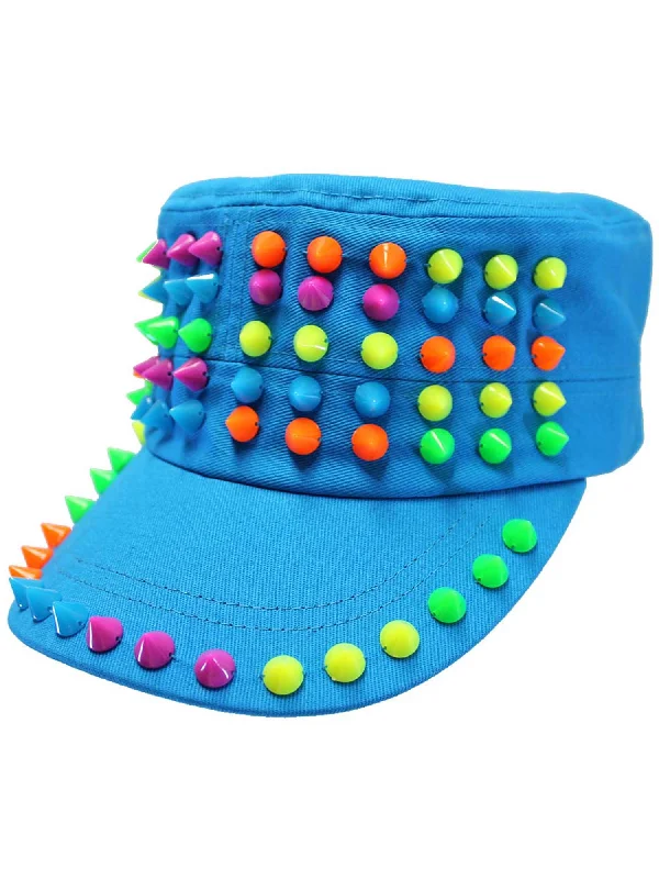 Sports headbands for men-Cadet Style Cotton Cap Hat With Rainbow Spikes