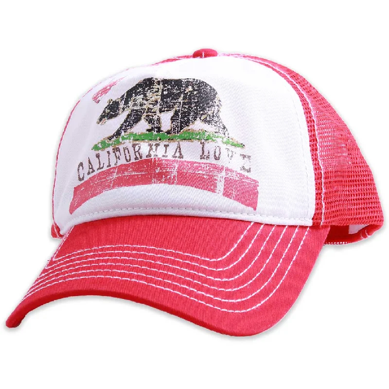 Beanies for teens-California Love Distressed Juniors Pit Stop Twill Trucker Hat