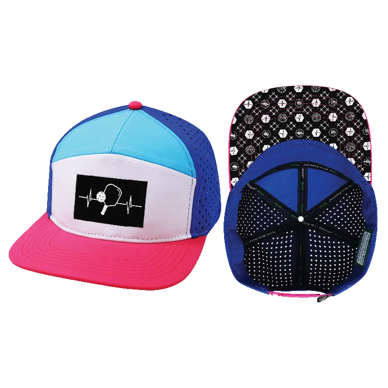 Beanies for perfect snow activities-Pickleball Hat | Flat Bill | Neon Pink - White - Neon Blue Green - Blue